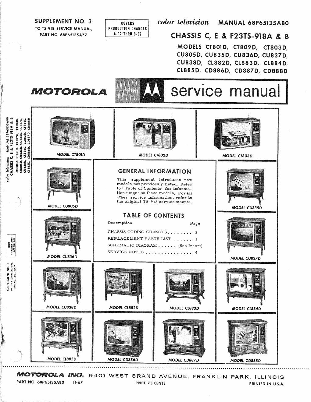 motorola cl 882 d service manual