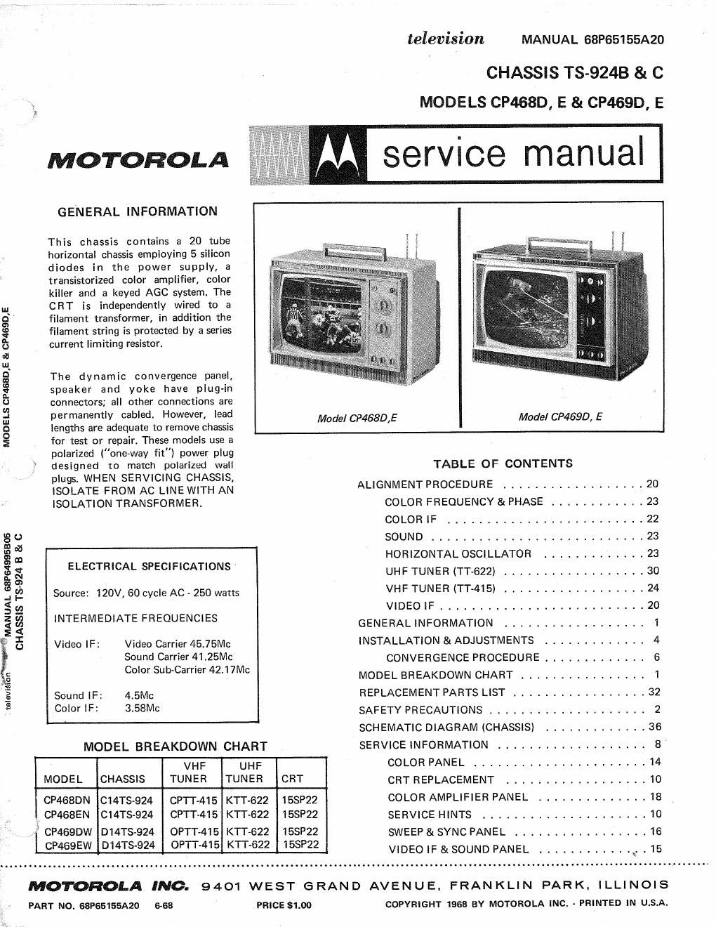 motorola cp 469 d service manual