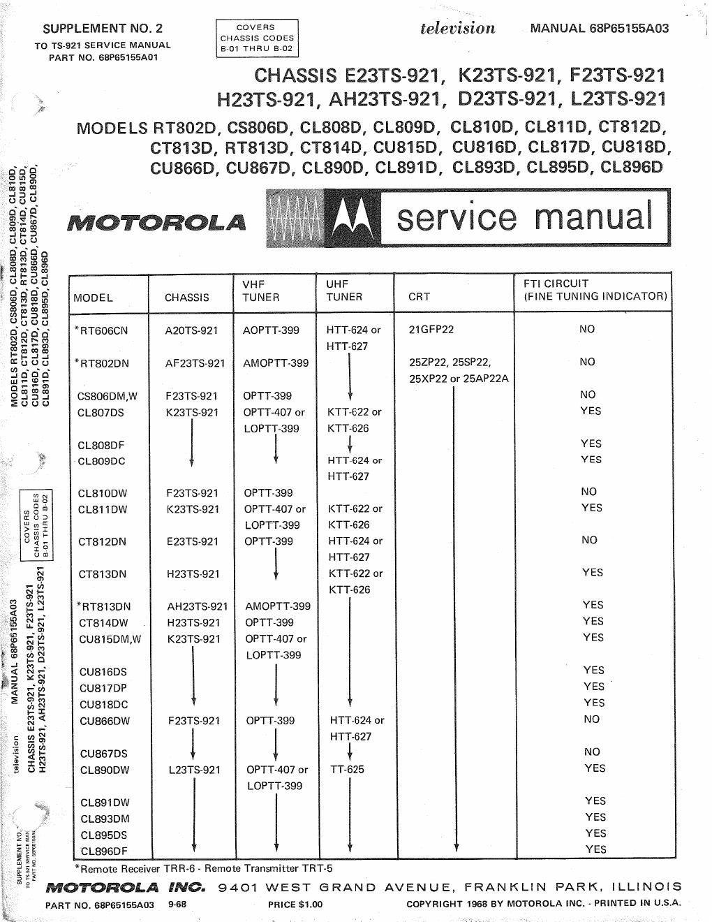 motorola cs 806 d service manual