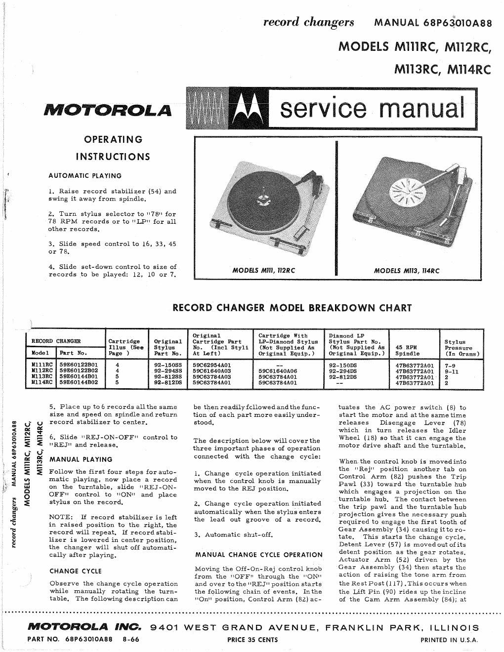 motorola m 111 rc service manual
