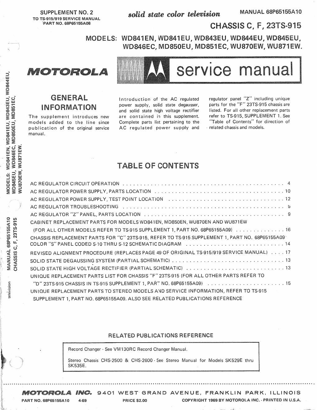 motorola md 851 ec service manual