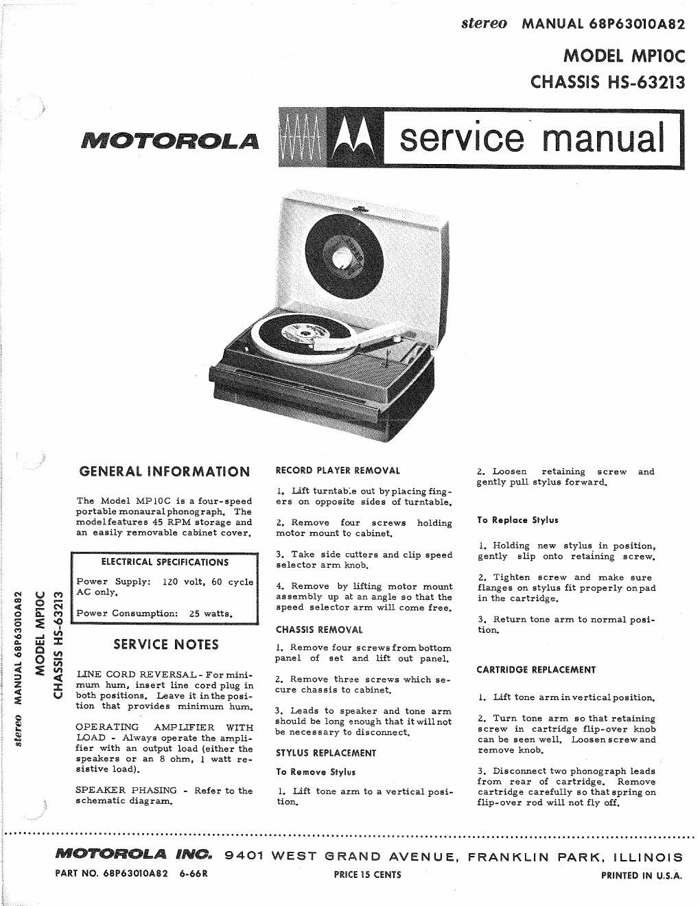 motorola mp 10 c service manual