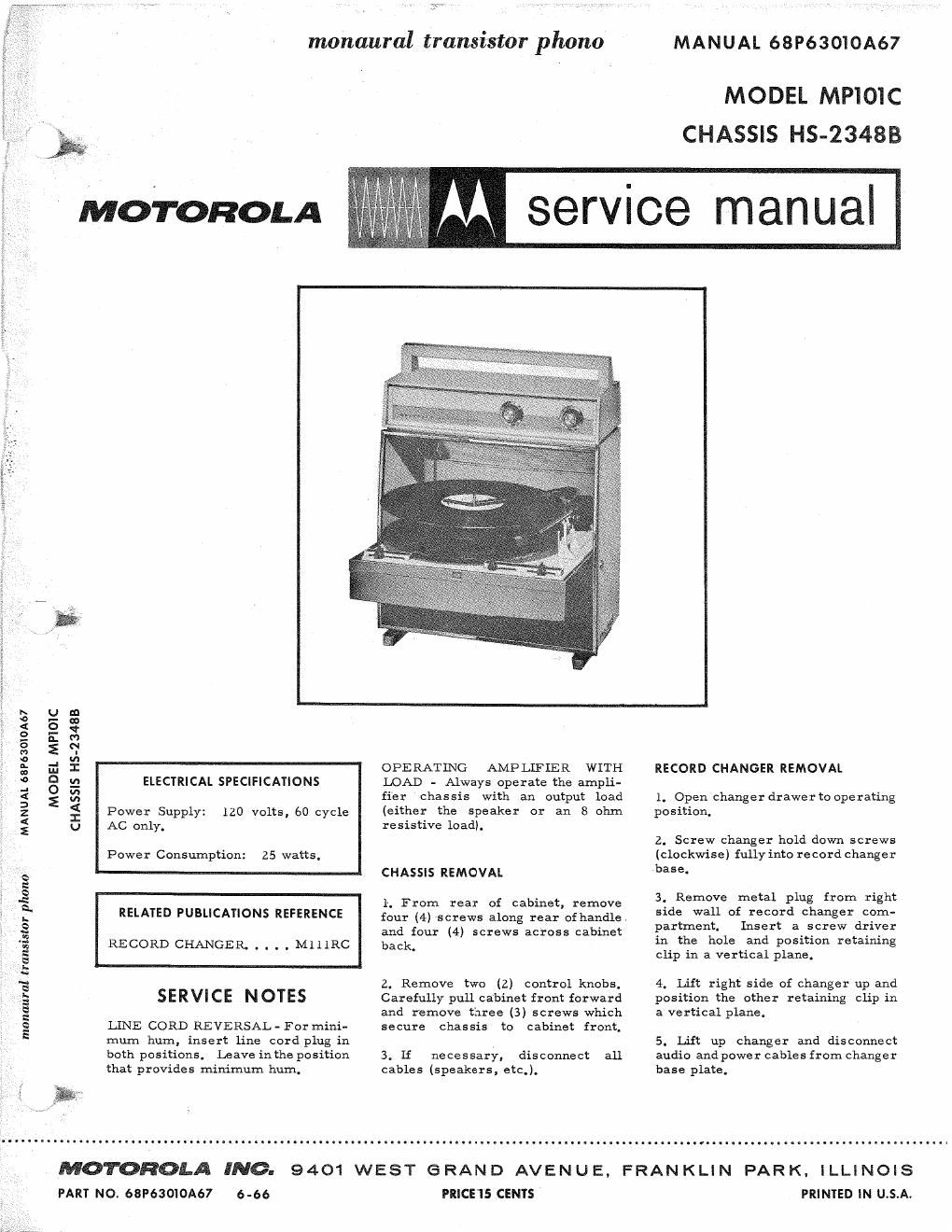 motorola mp 101 c service manual