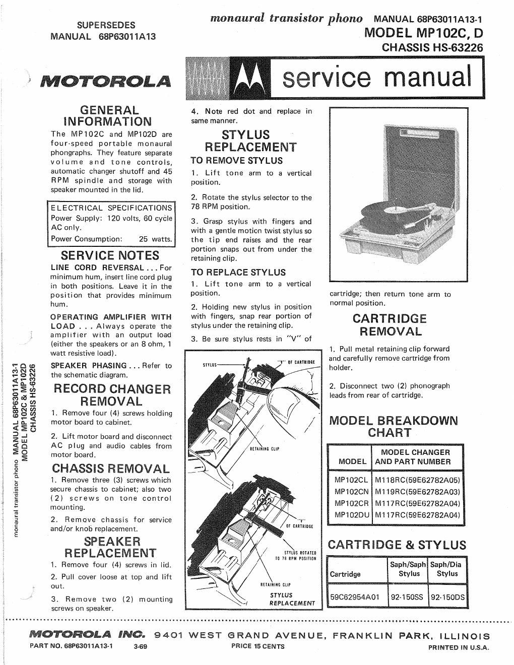 motorola mp 102 d service manual