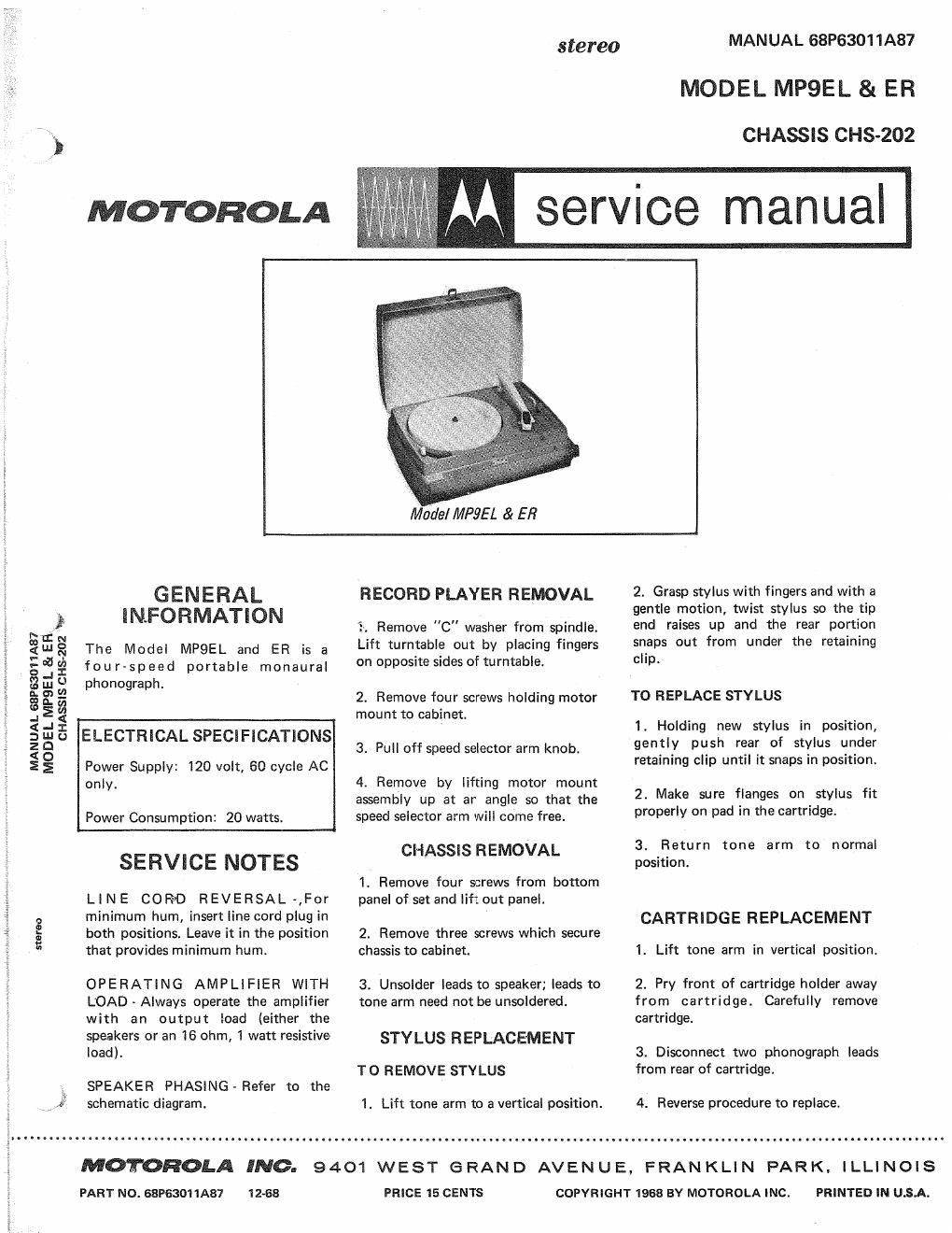 motorola mp 9 el service manual