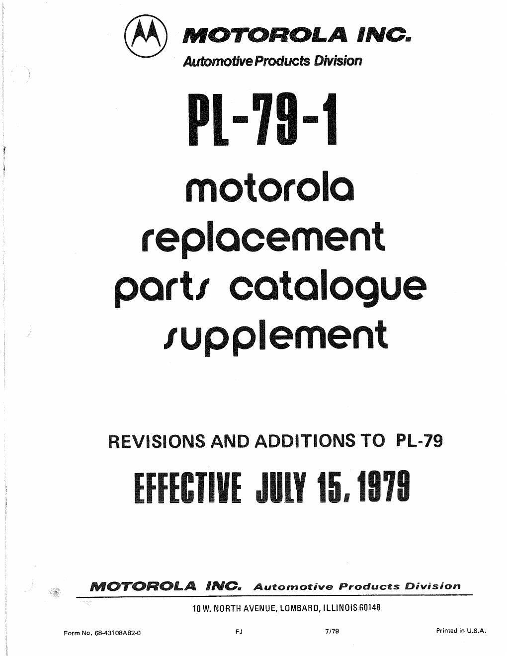 motorola pl 79 service manual