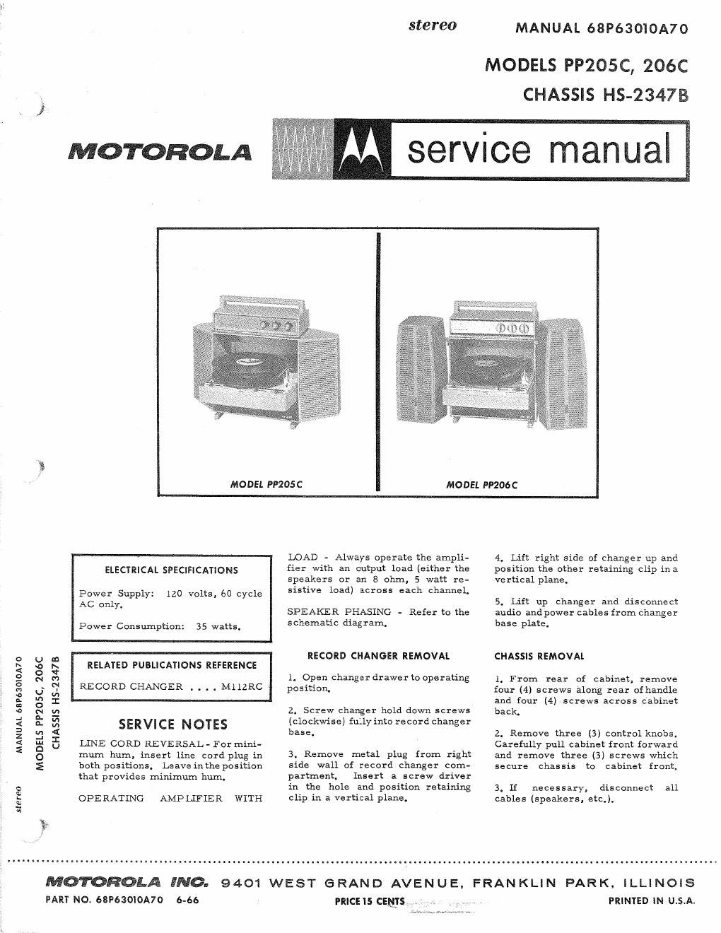 motorola pp 206 c service manual