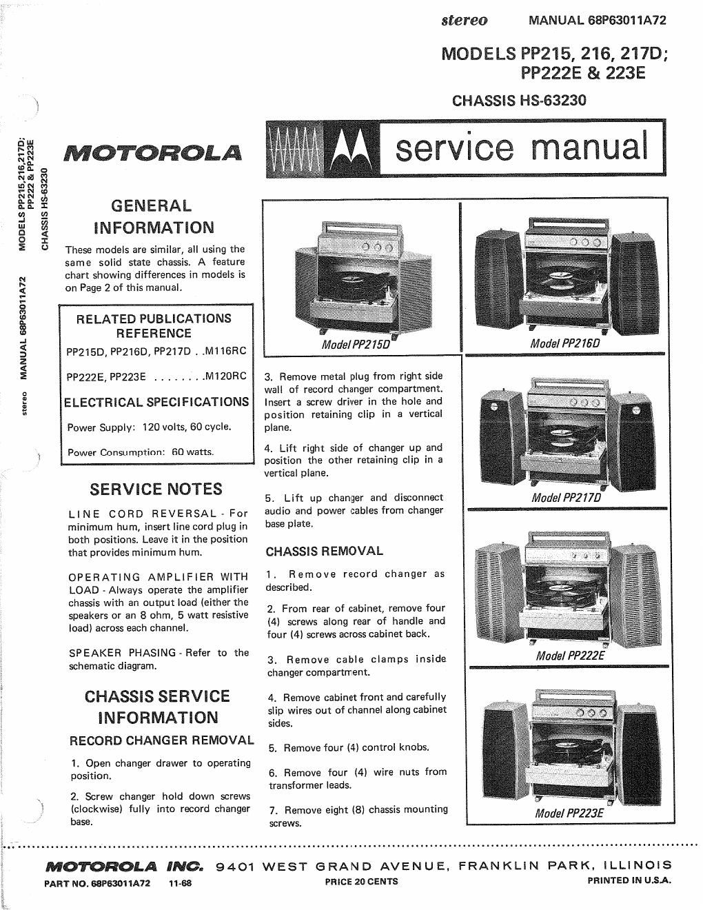 motorola pp 215 d service manual