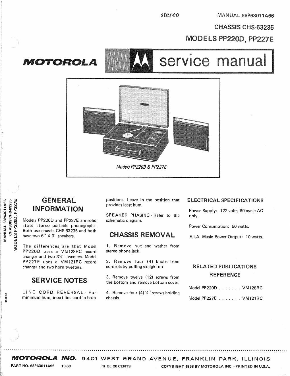 motorola pp 227 e service manual