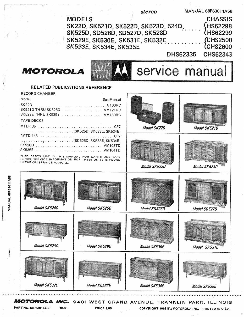 motorola sk 524 d service manual