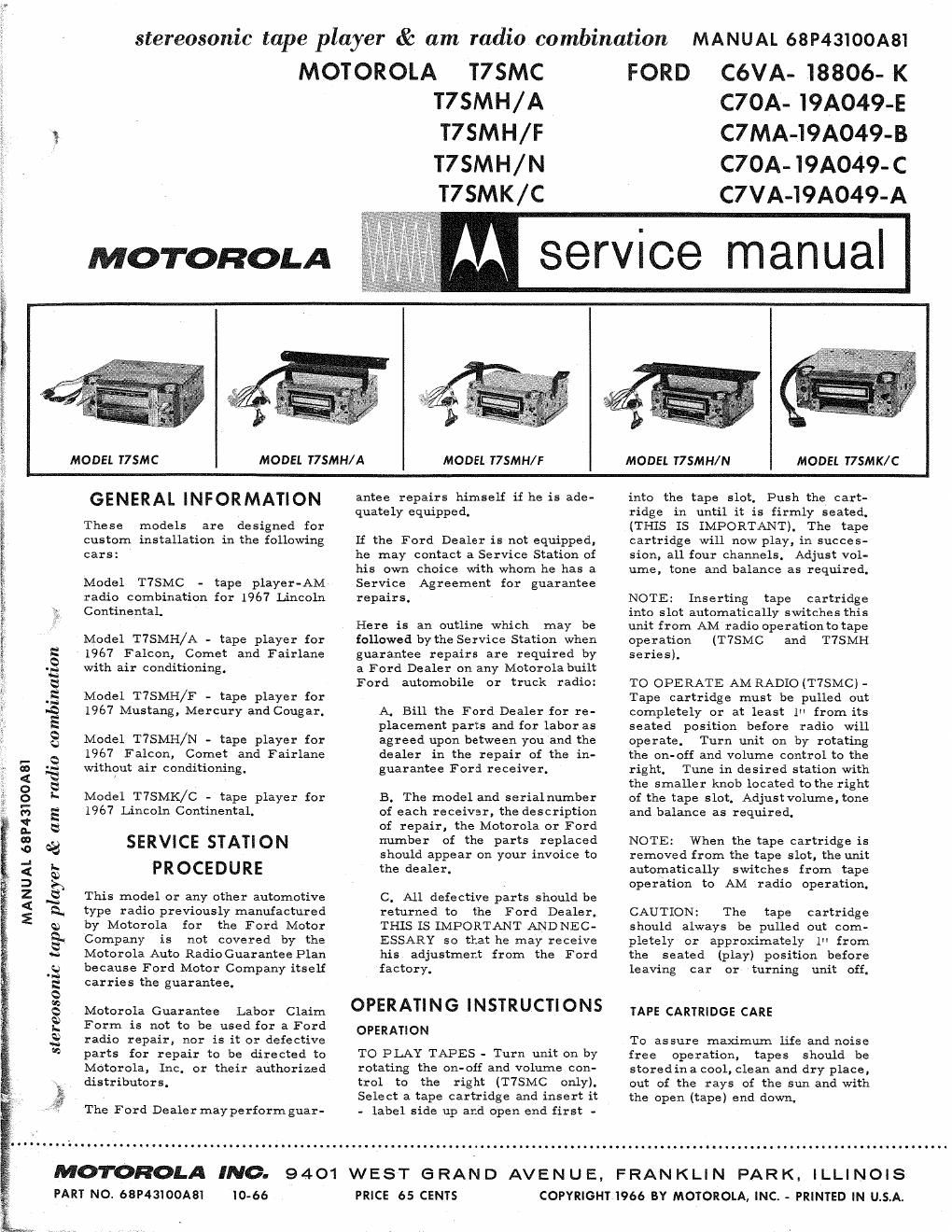 motorola t 7 smk service manual
