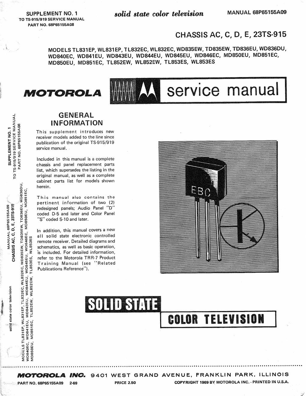 motorola tl 852 ew service manual