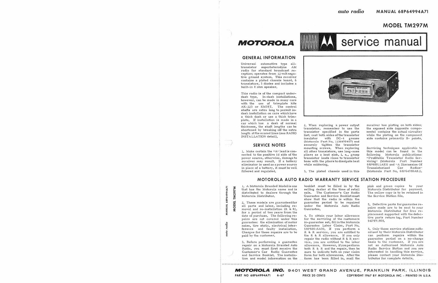 motorola tm 297 m service manual