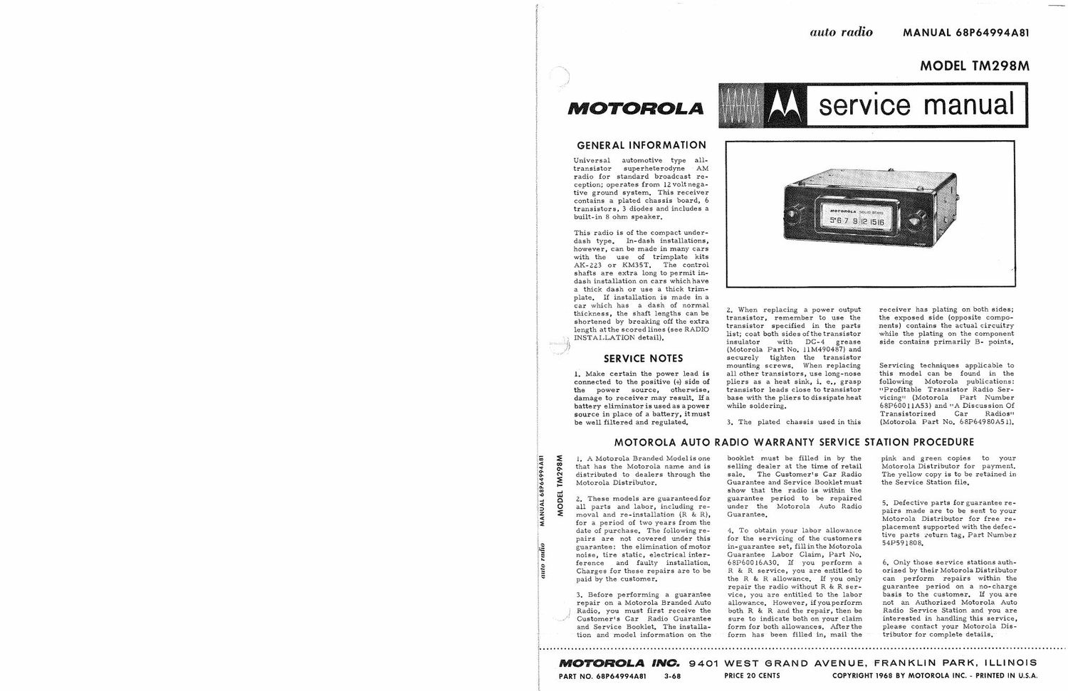 motorola tm 298 m service manual