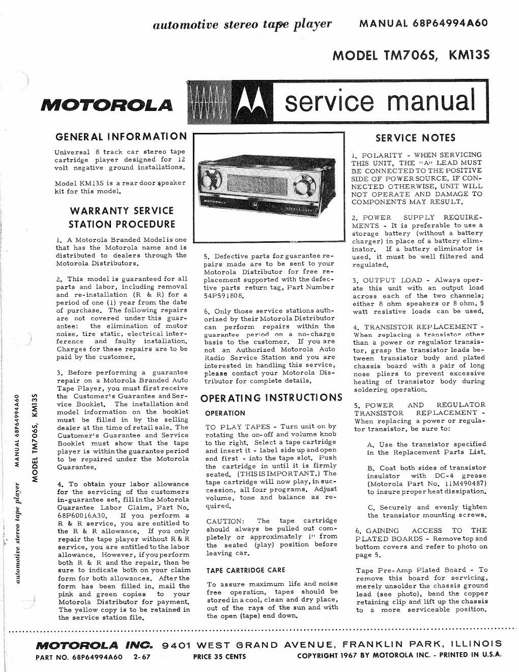 motorola tm 706 s service manual