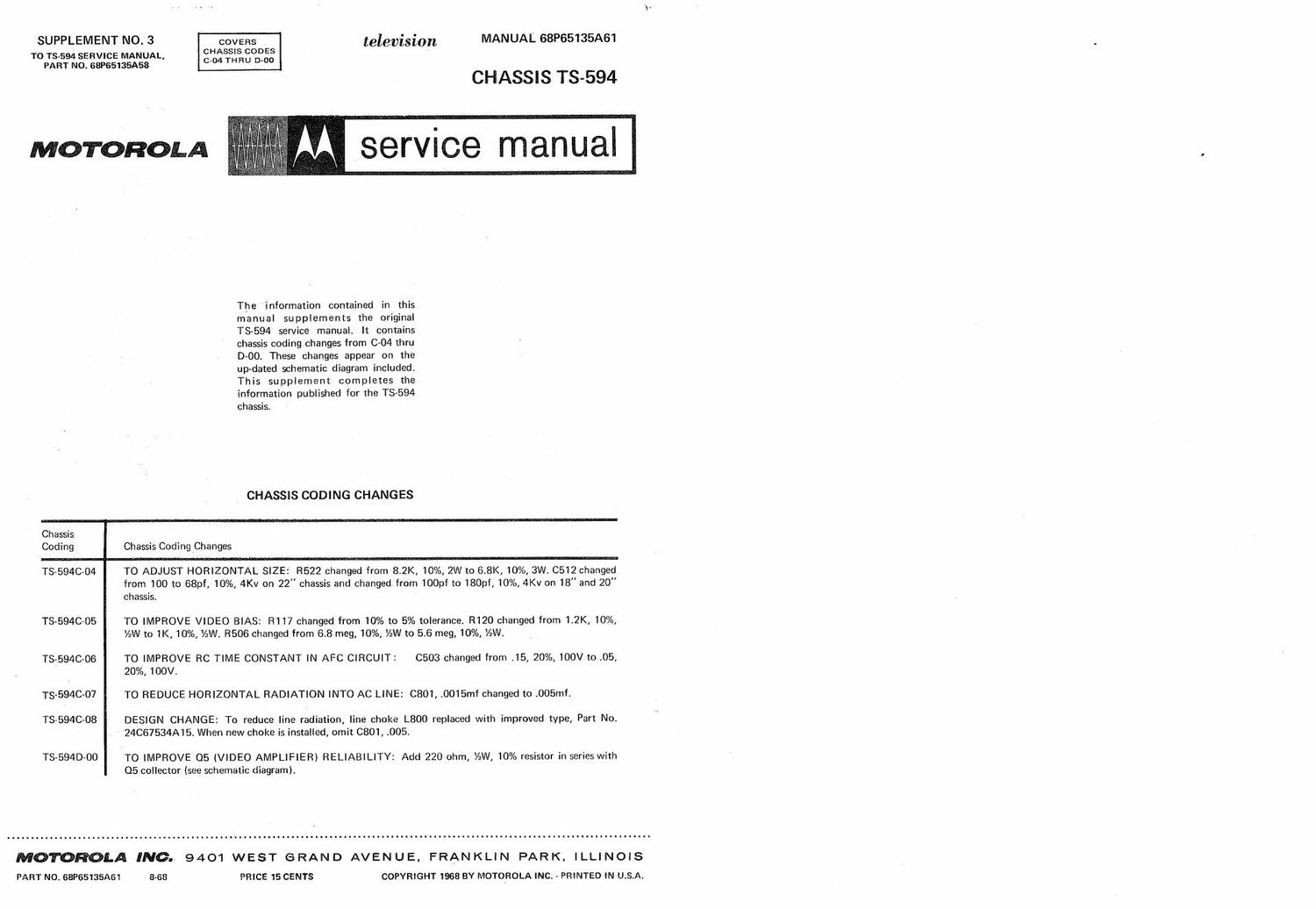 motorola ts 594 service manual