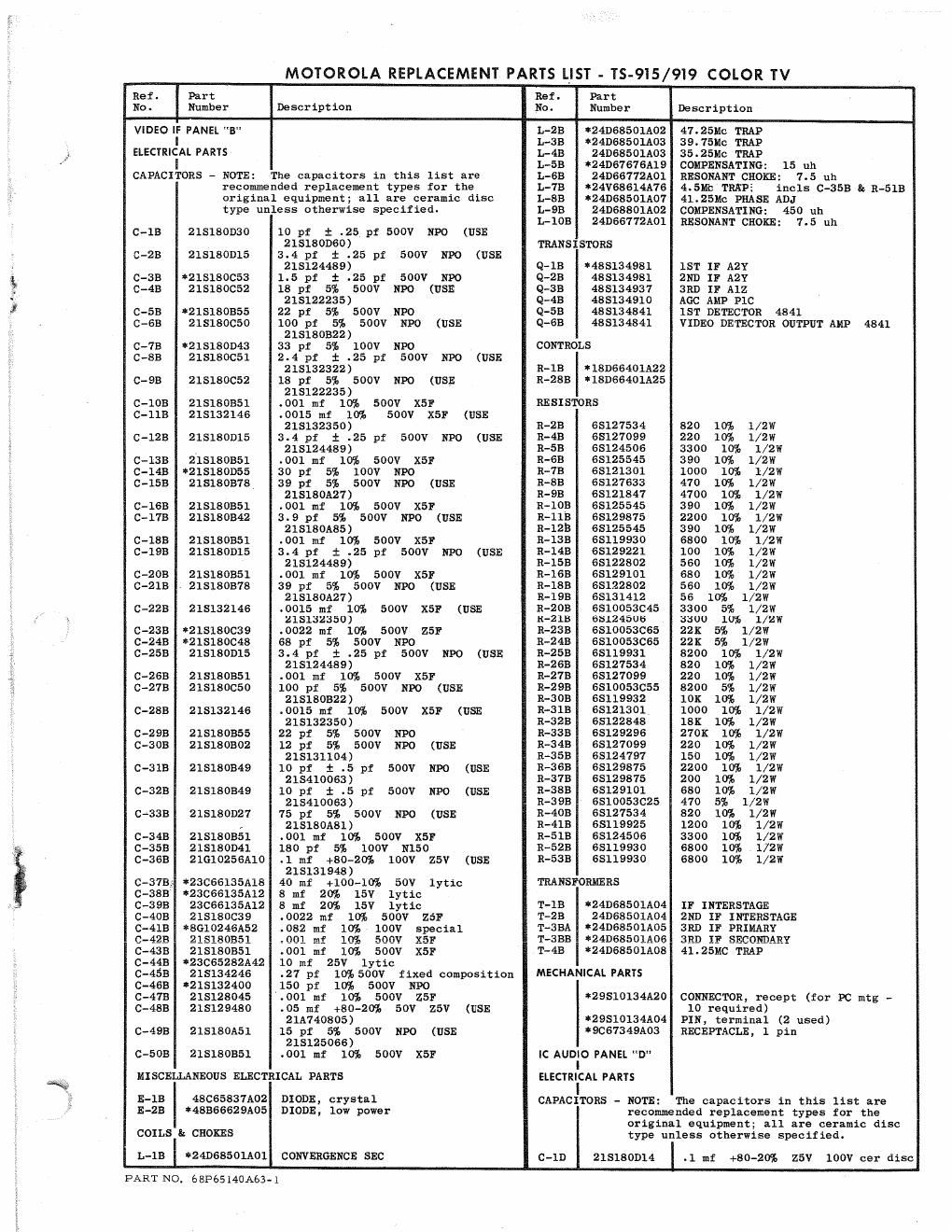 motorola ts 919 service manual