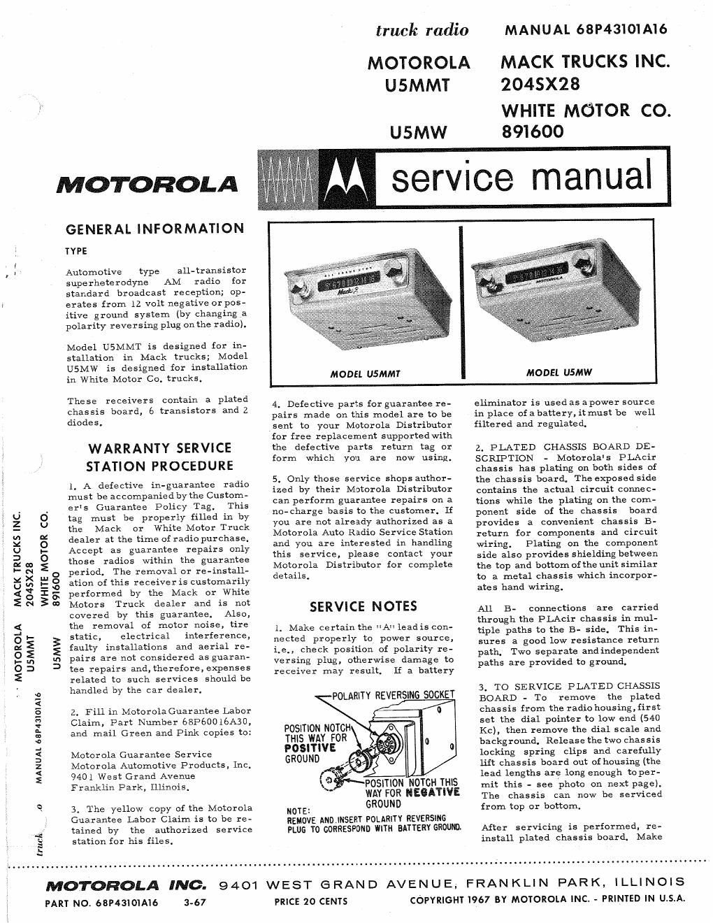motorola u 5 mw service manual