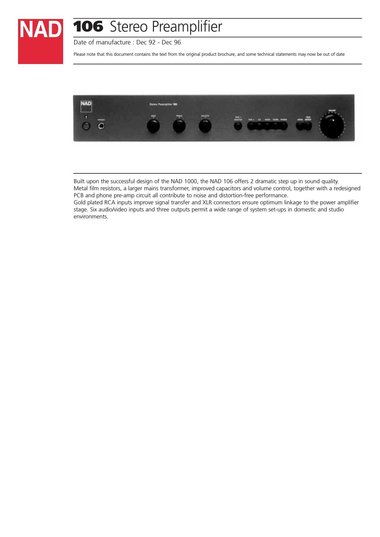 Nad 106 Brochure