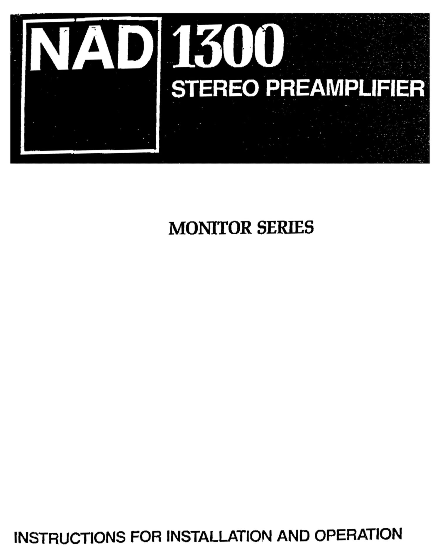 Nad 1300 Owners Manual