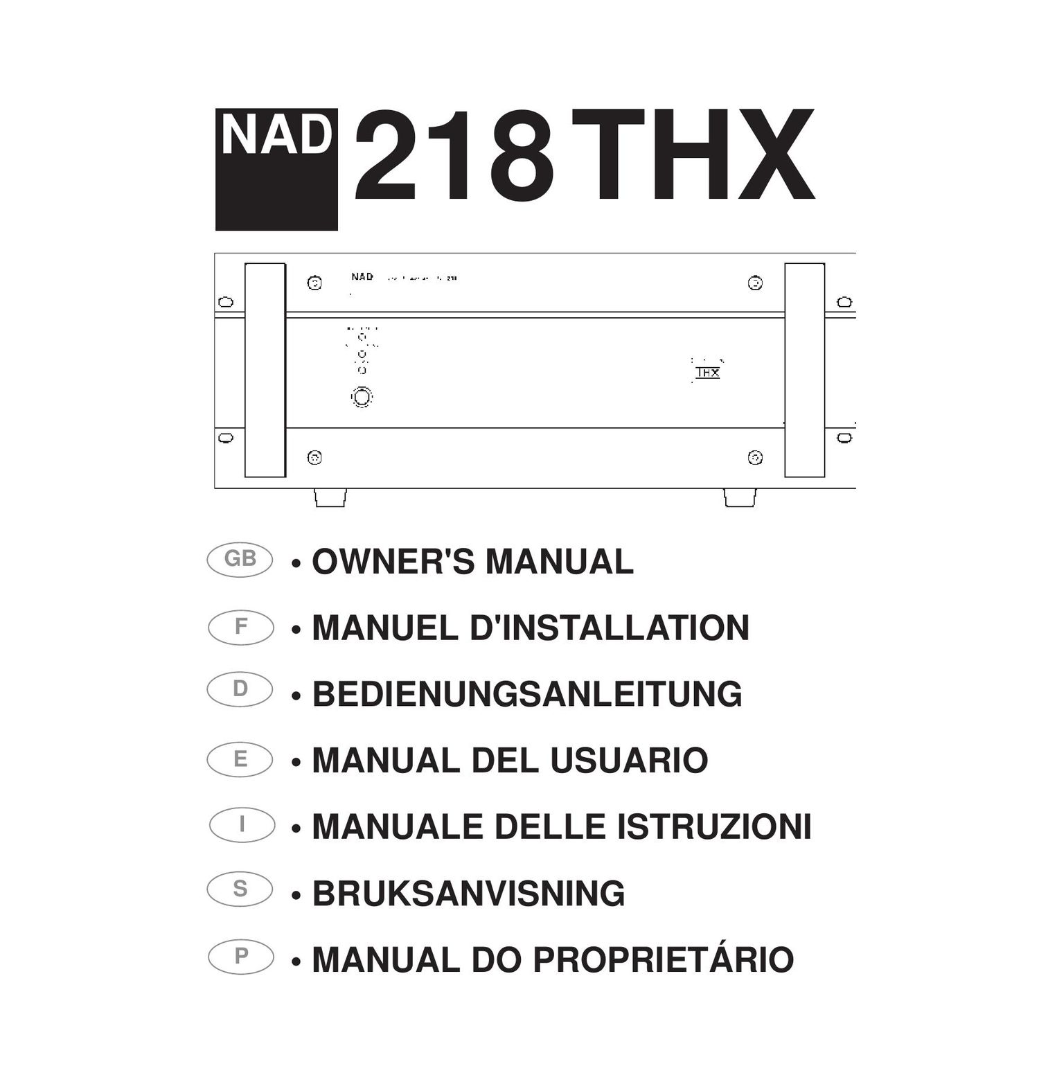 Nad 218 THX Owners Manual