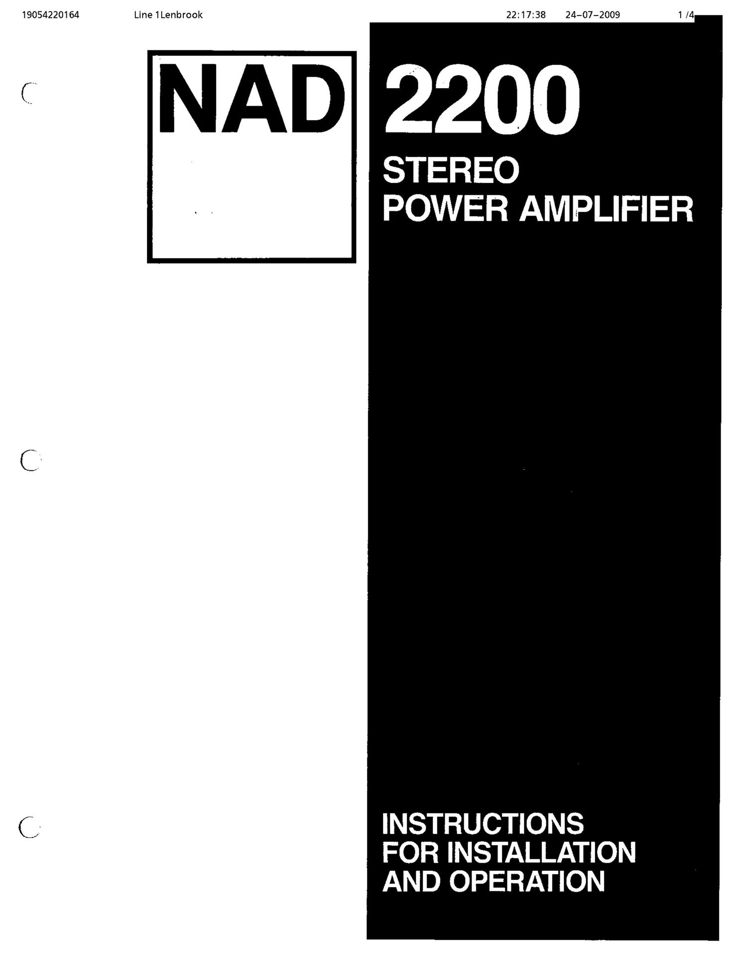 Nad 2200 Owners Manual