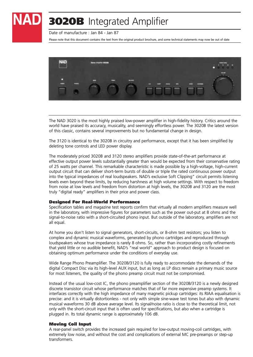 Nad 3020 B Brochure