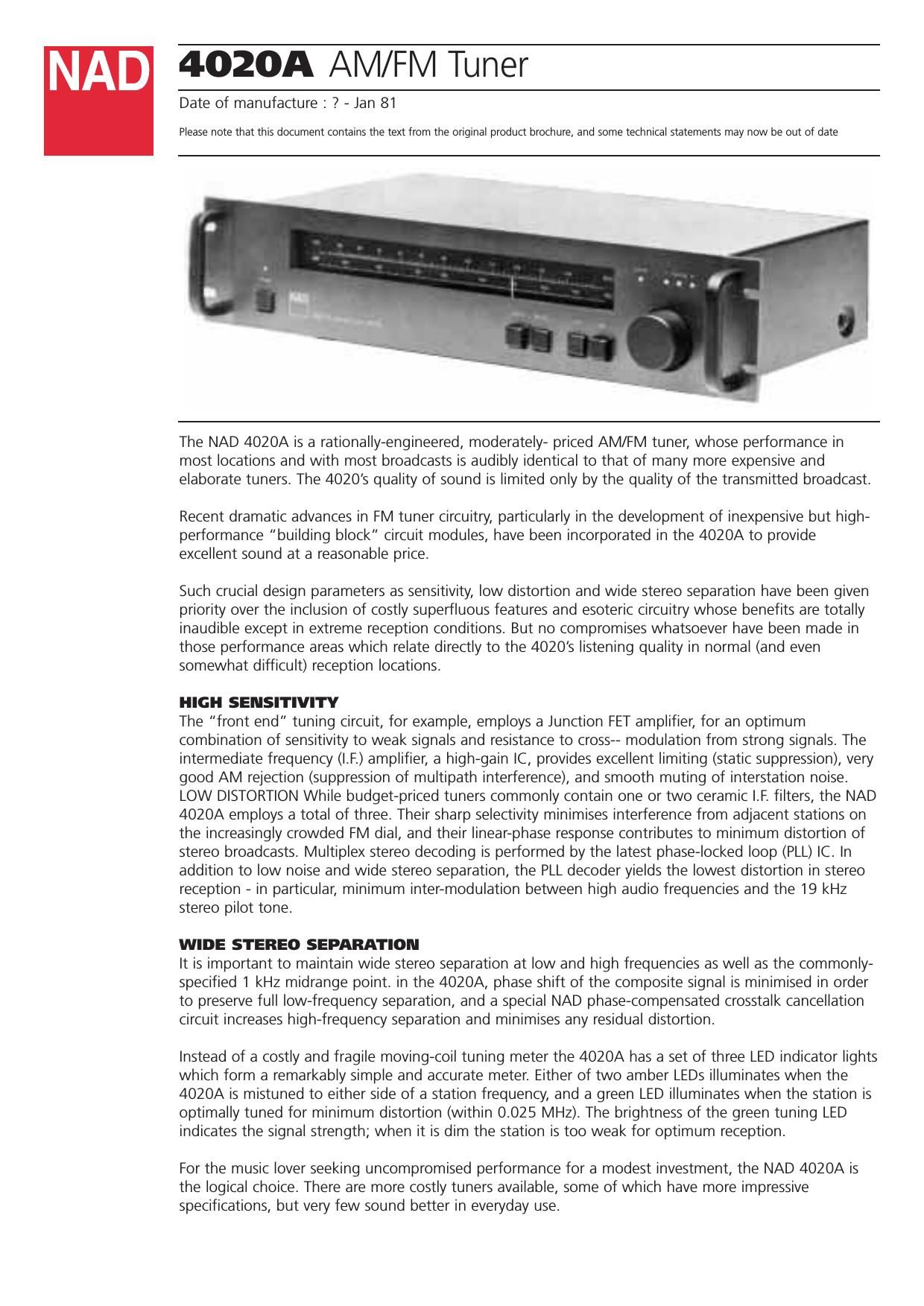 Nad 4020 A Brochure