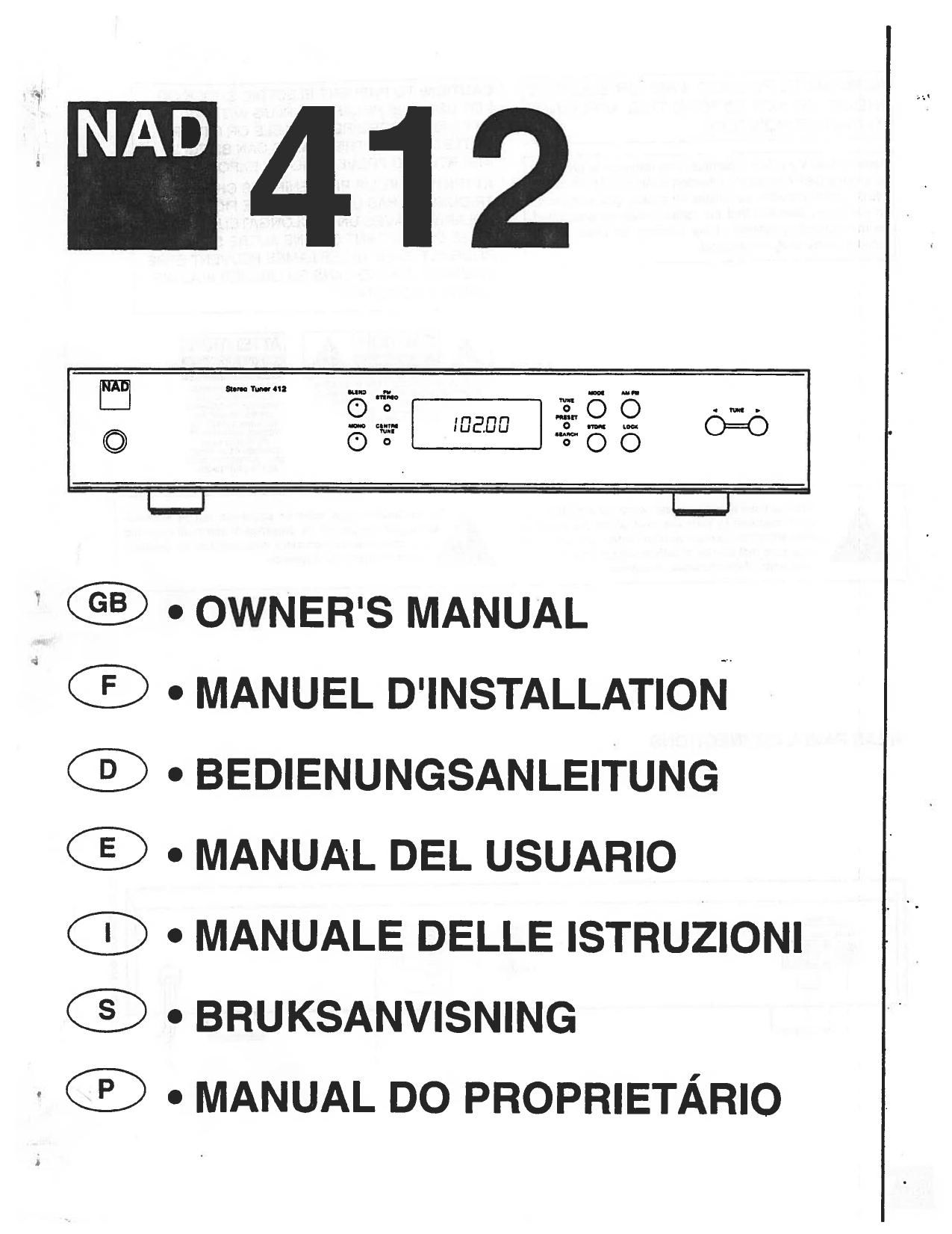Nad 412 Owners Manual