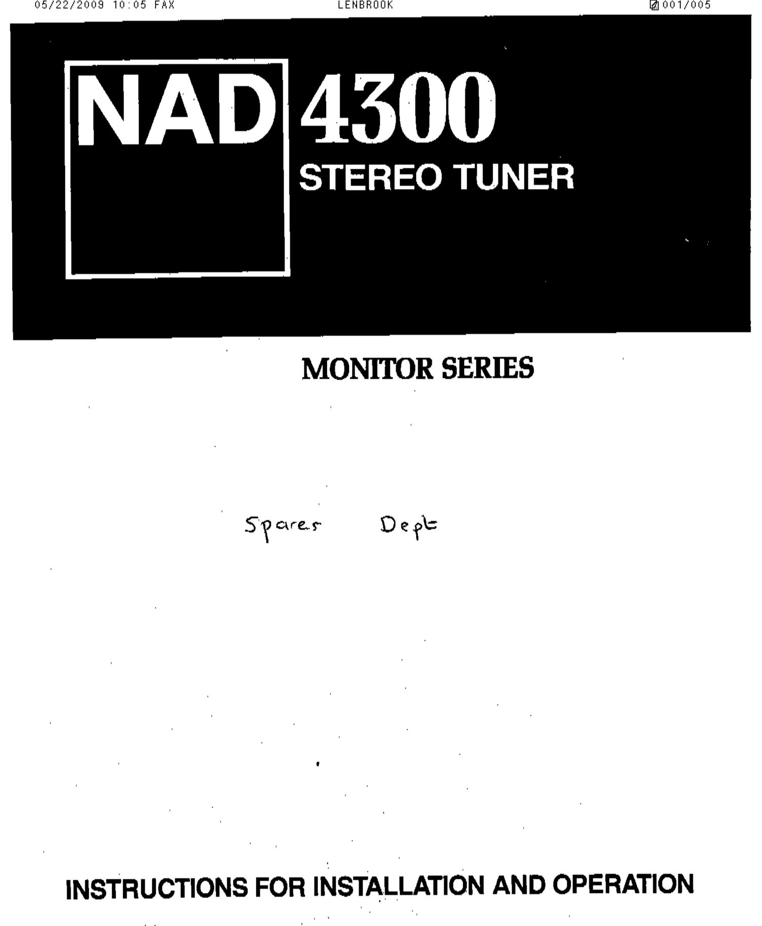 Nad 4300 Owners Manual