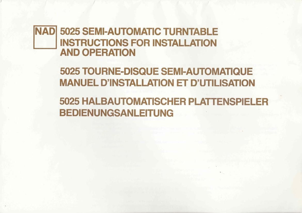 Nad 5025 Owners Manual