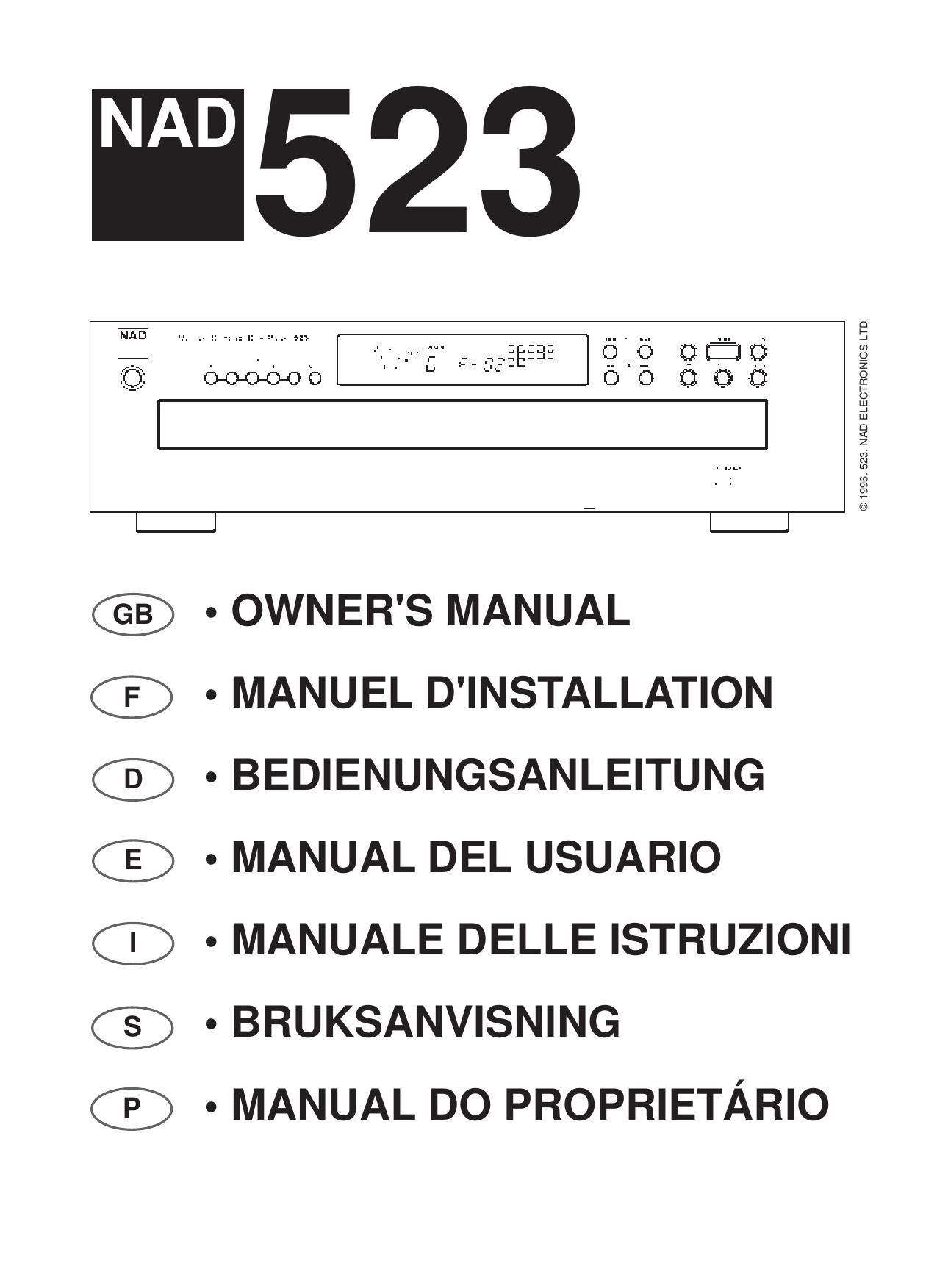 Nad 523 Owners Manual