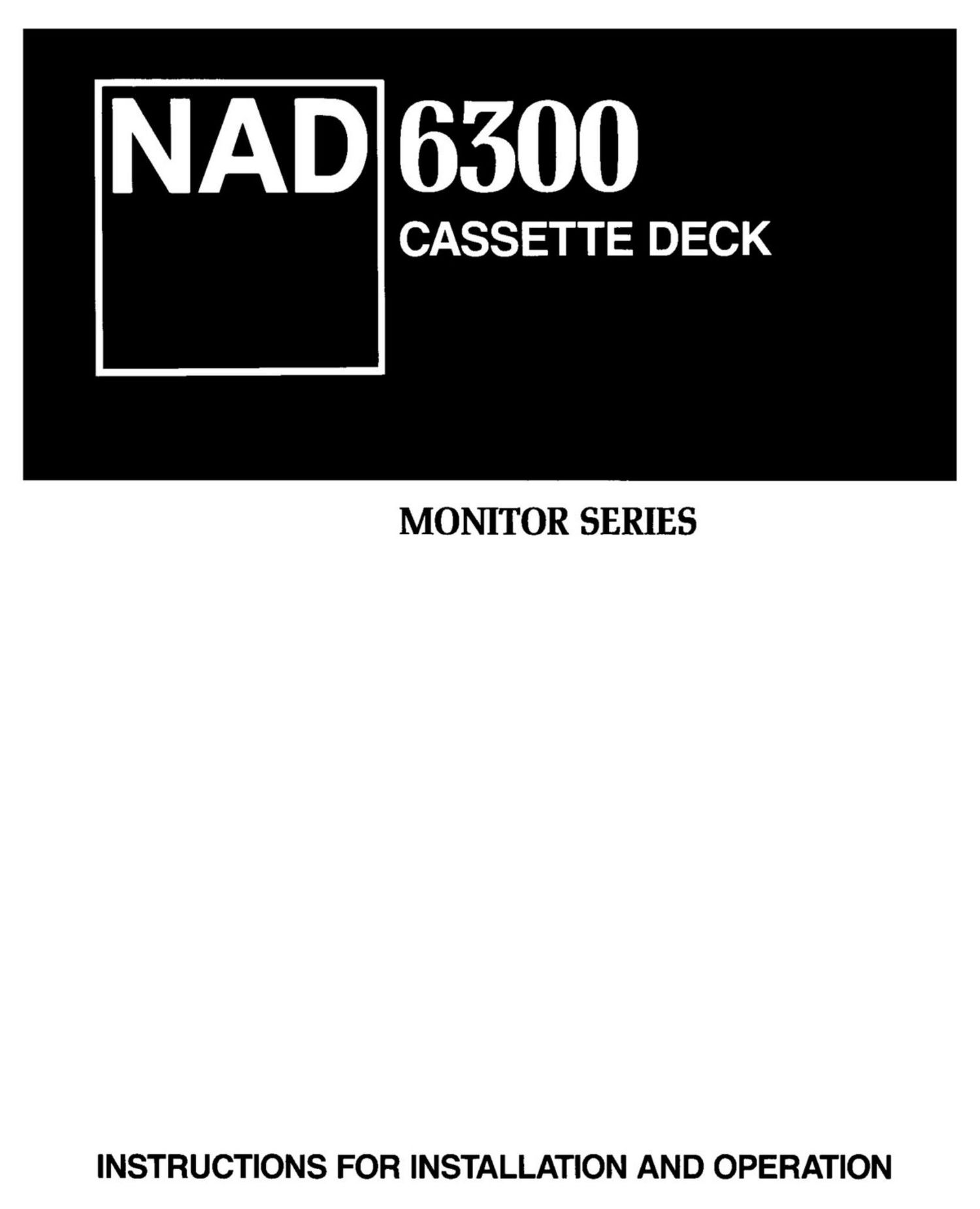Nad 6300 Owners Manual