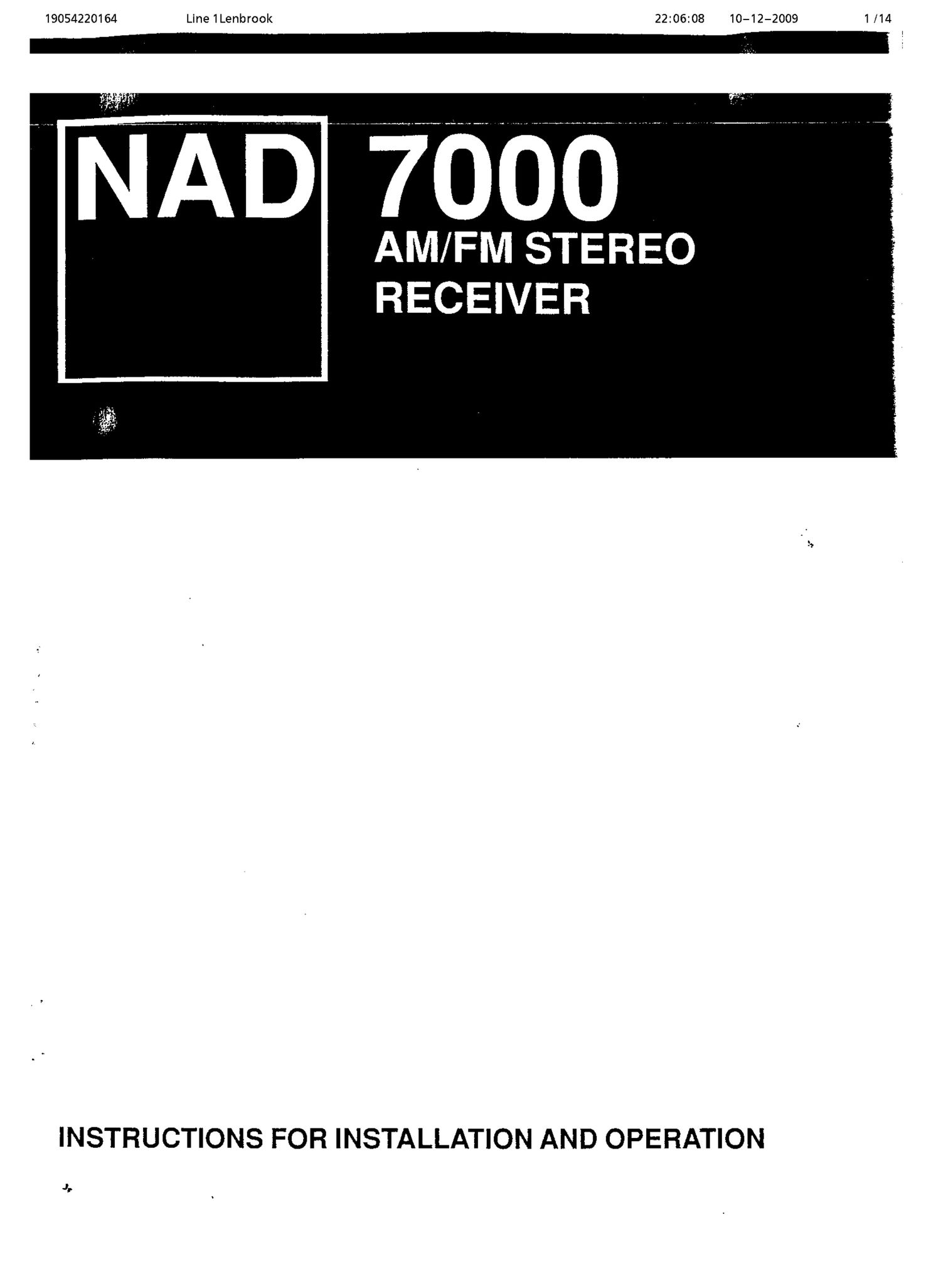 Nad 7000 Owners Manual