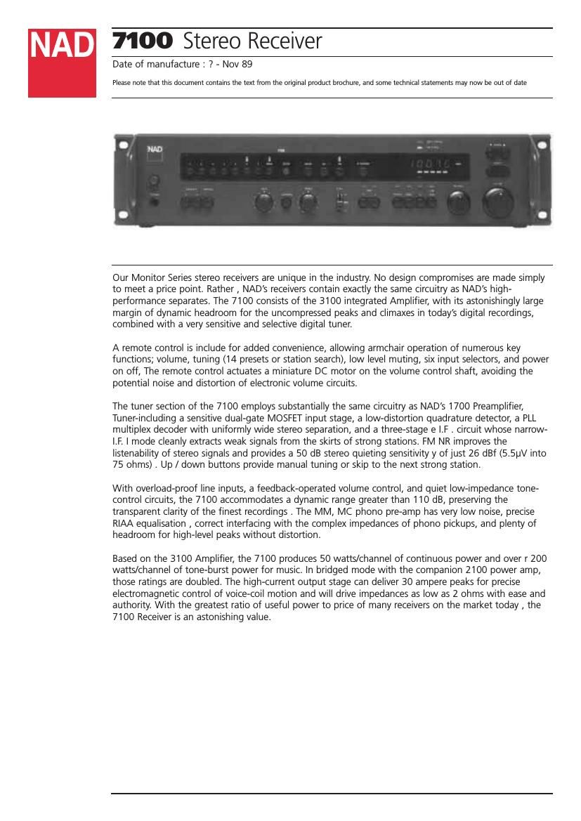 Nad 7100 Brochure