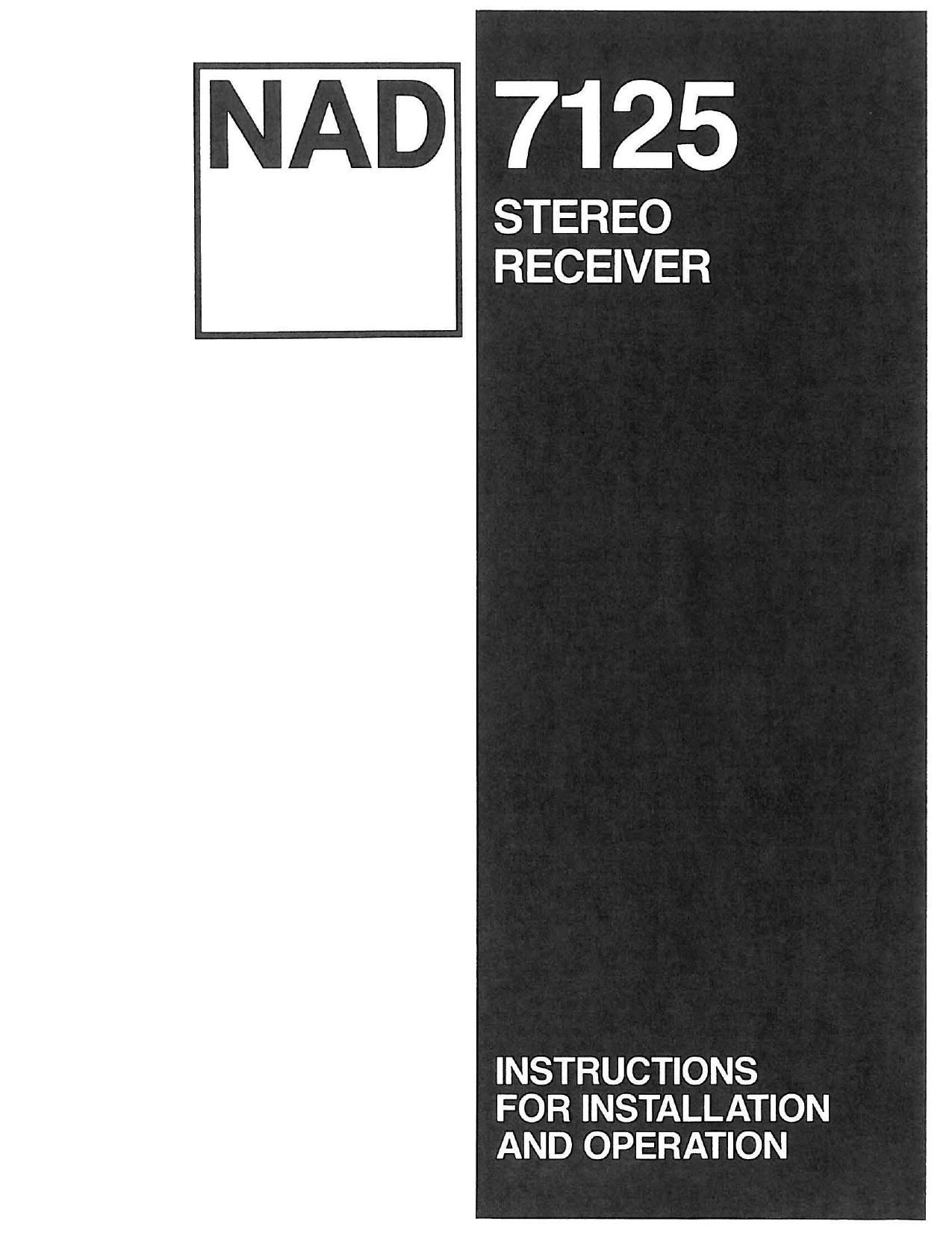 Nad 7125 Owners Manual
