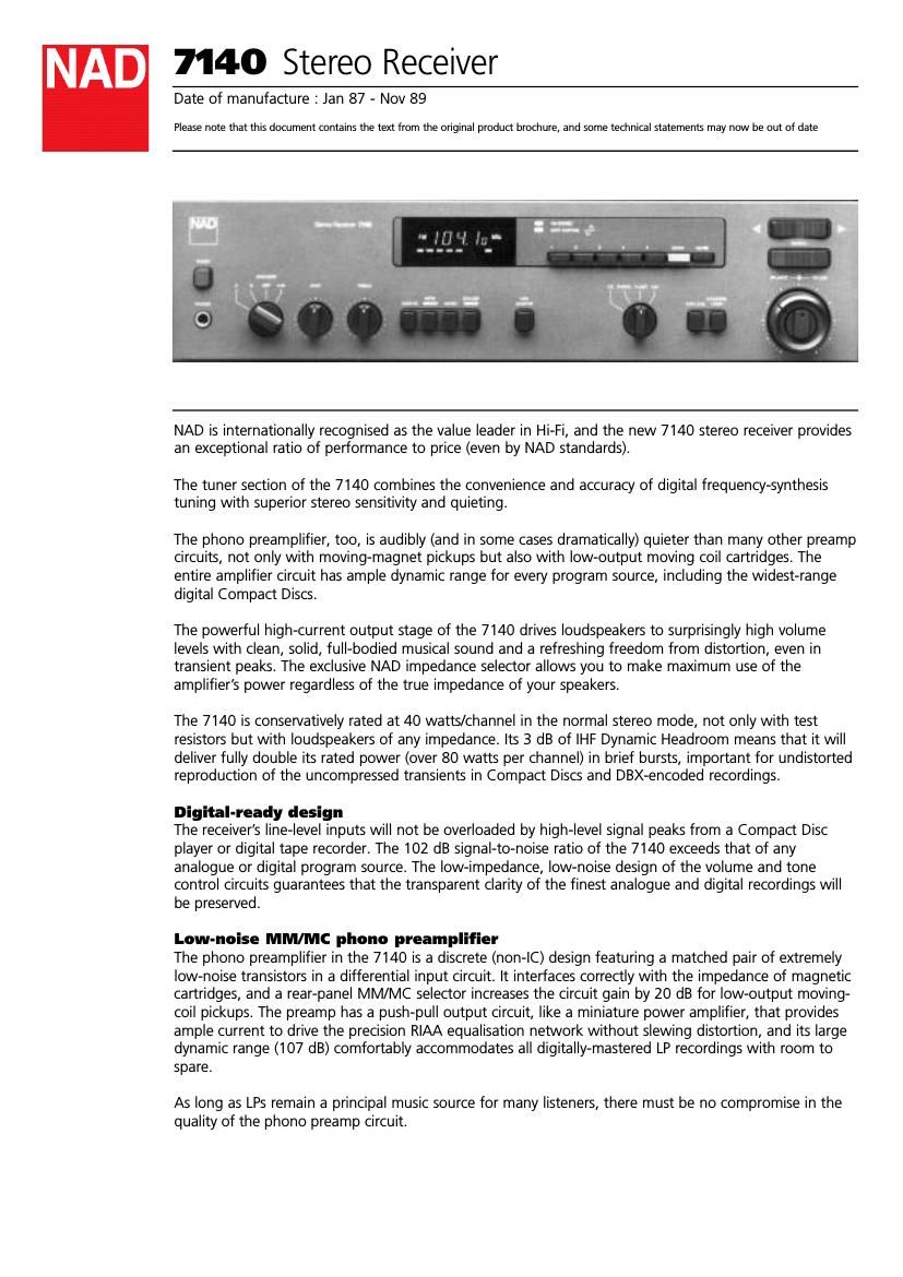 Nad 7140 Brochure