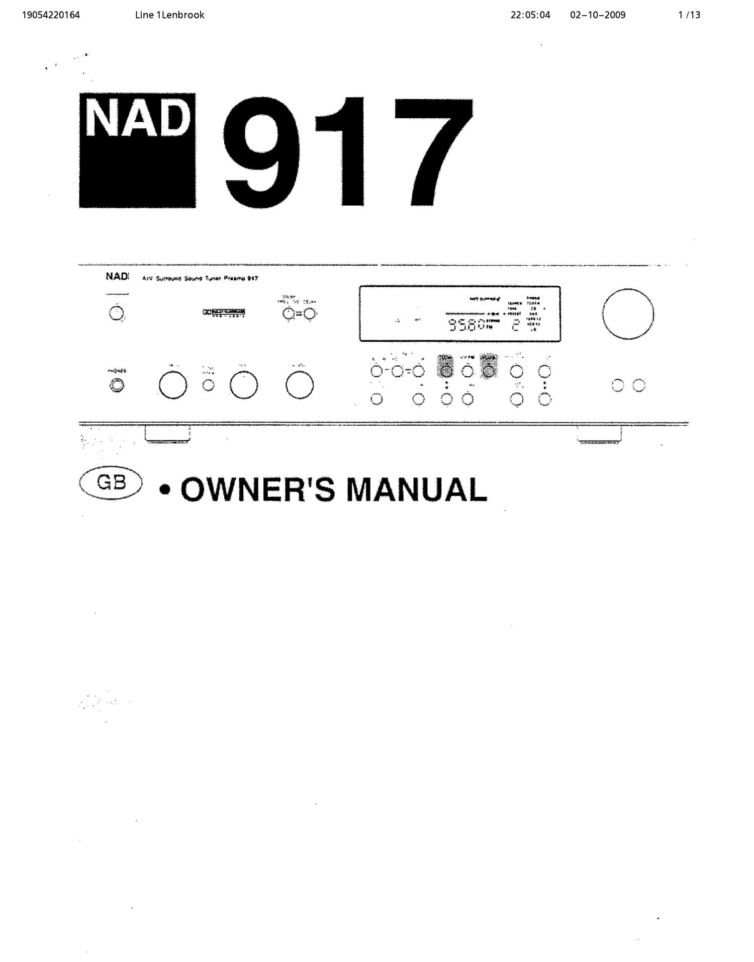 Nad 917 Owners Manual