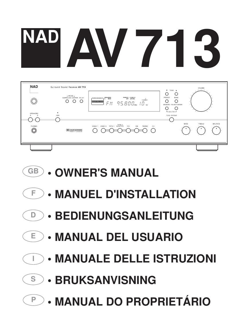 Nad AV 173 Owners Manual