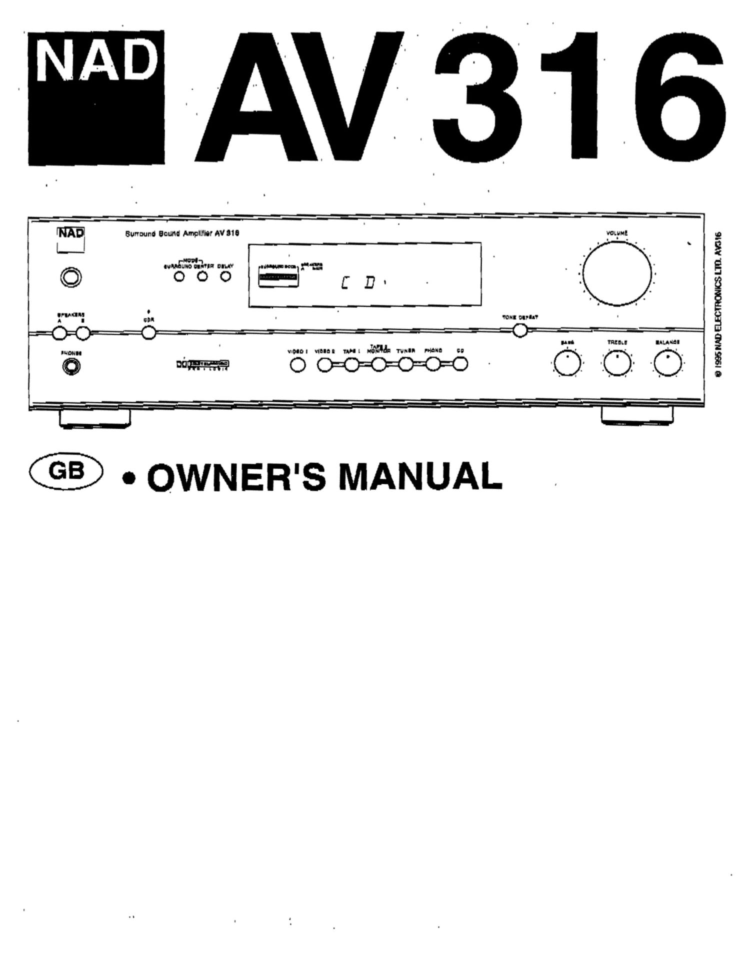 Nad AV 316 Owners Manual