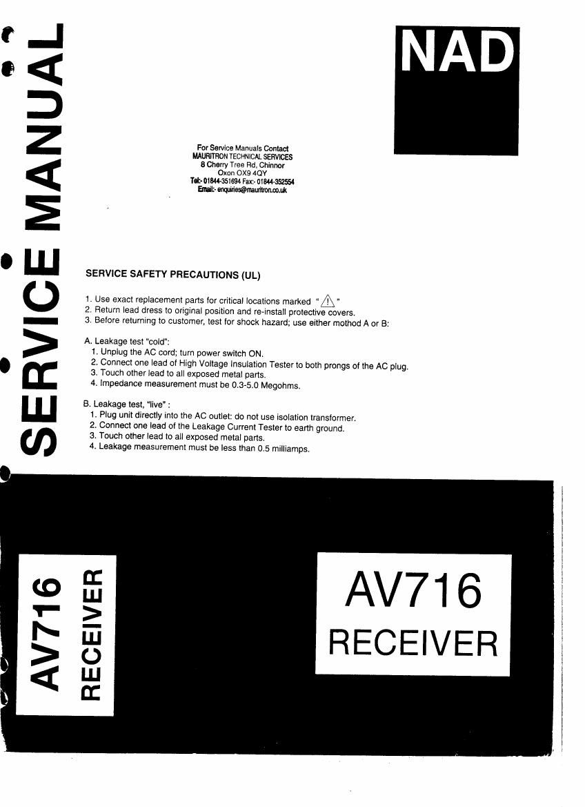 Nad AV 716 Service Manual