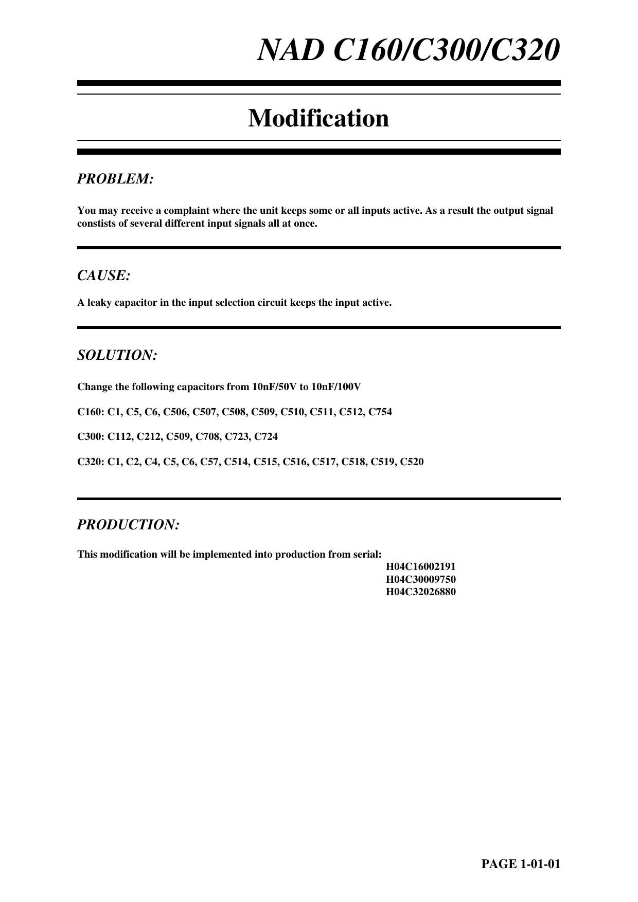 Nad C 160 Service Information