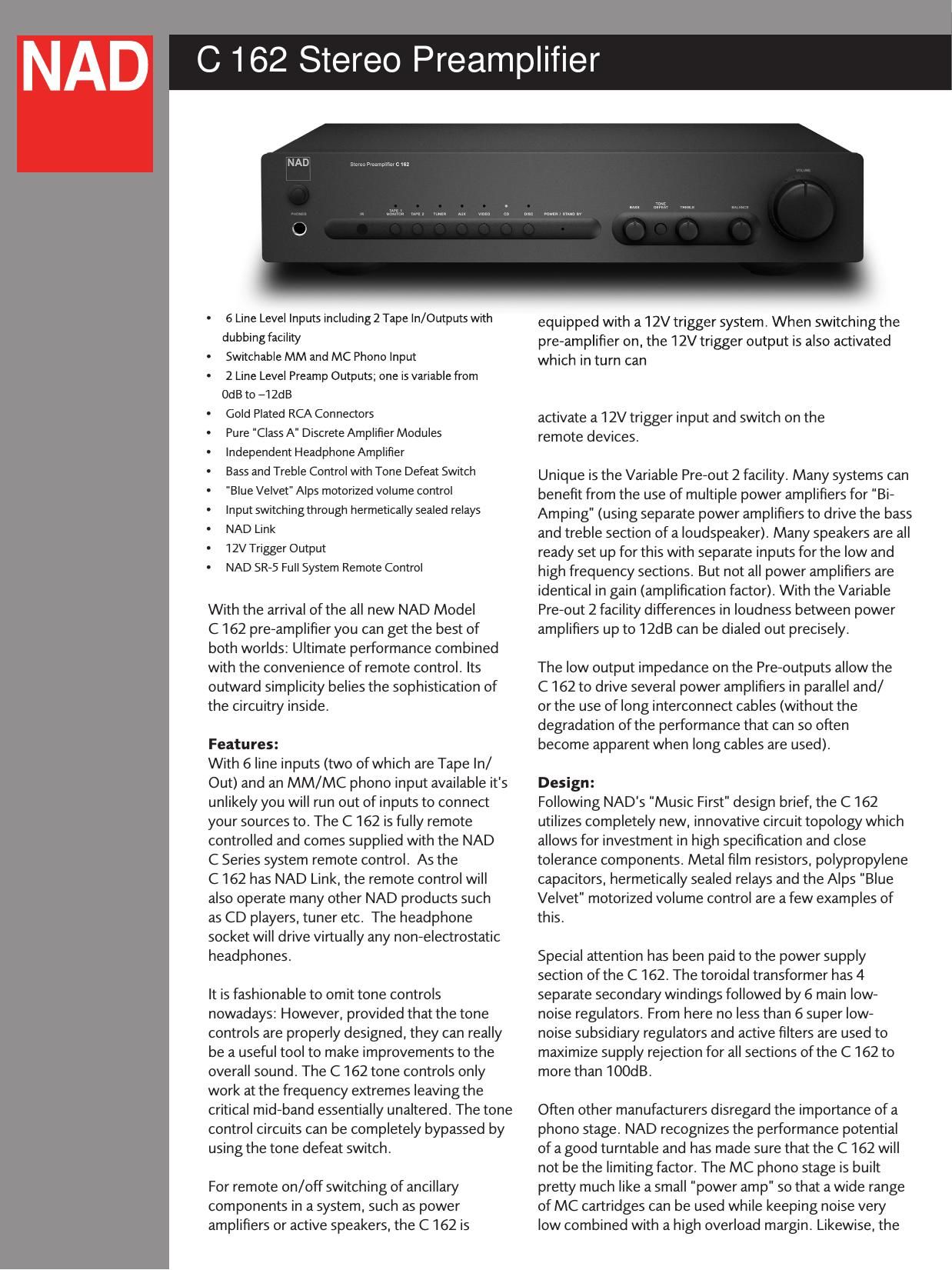 Nad C 162 Brochure