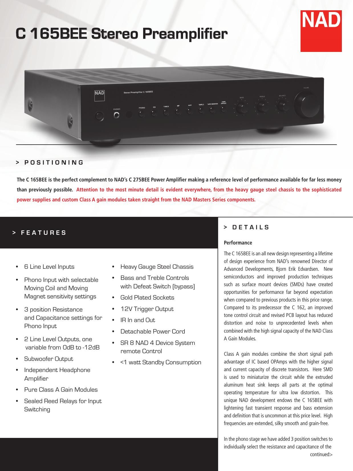 Nad C 165 BEE Brochure