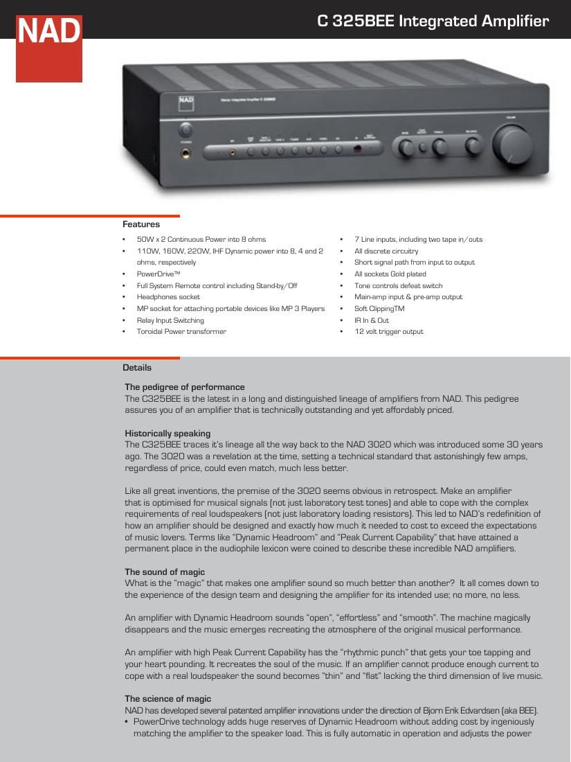 Nad C 325 BEE Brochure