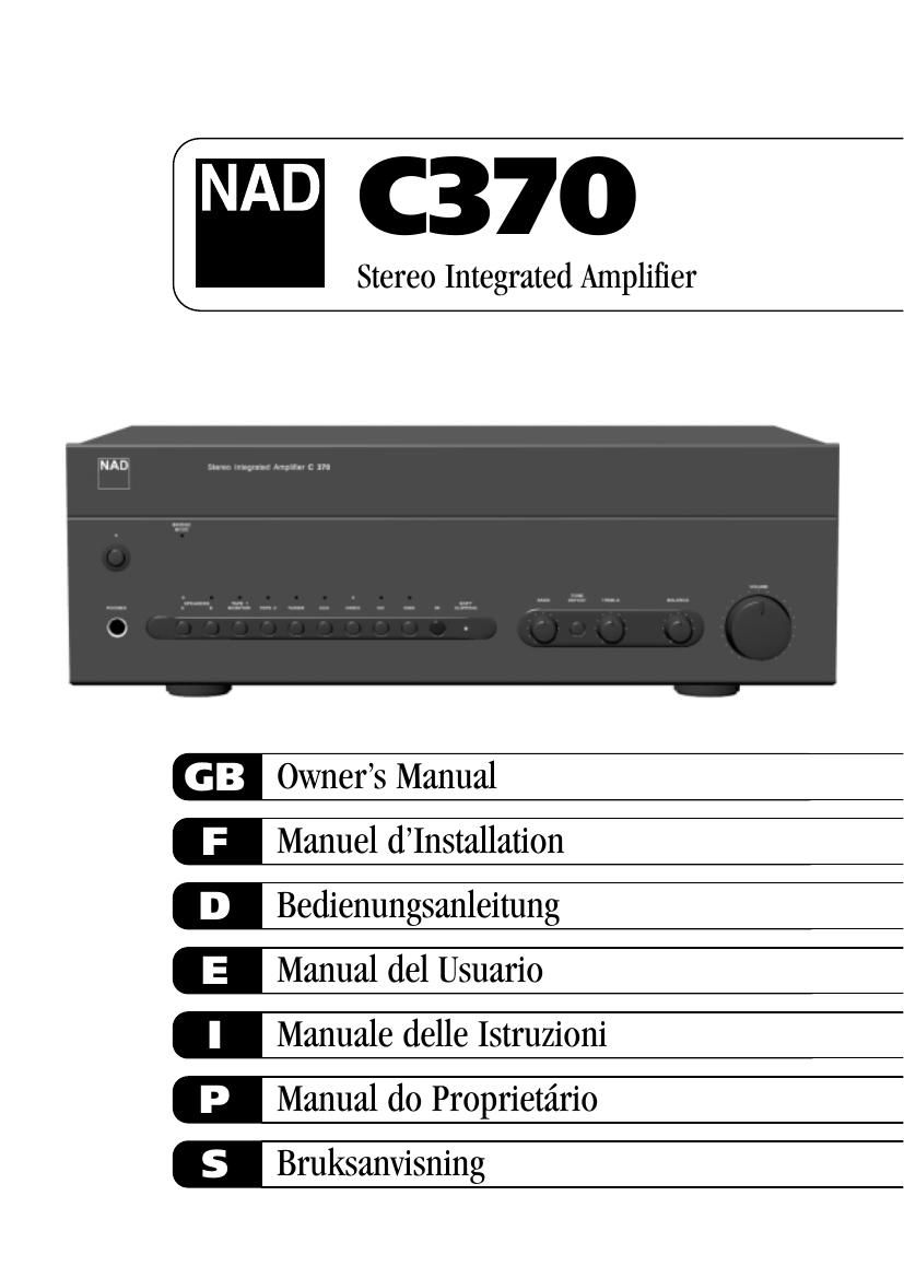 Nad C 370 Owners Manual