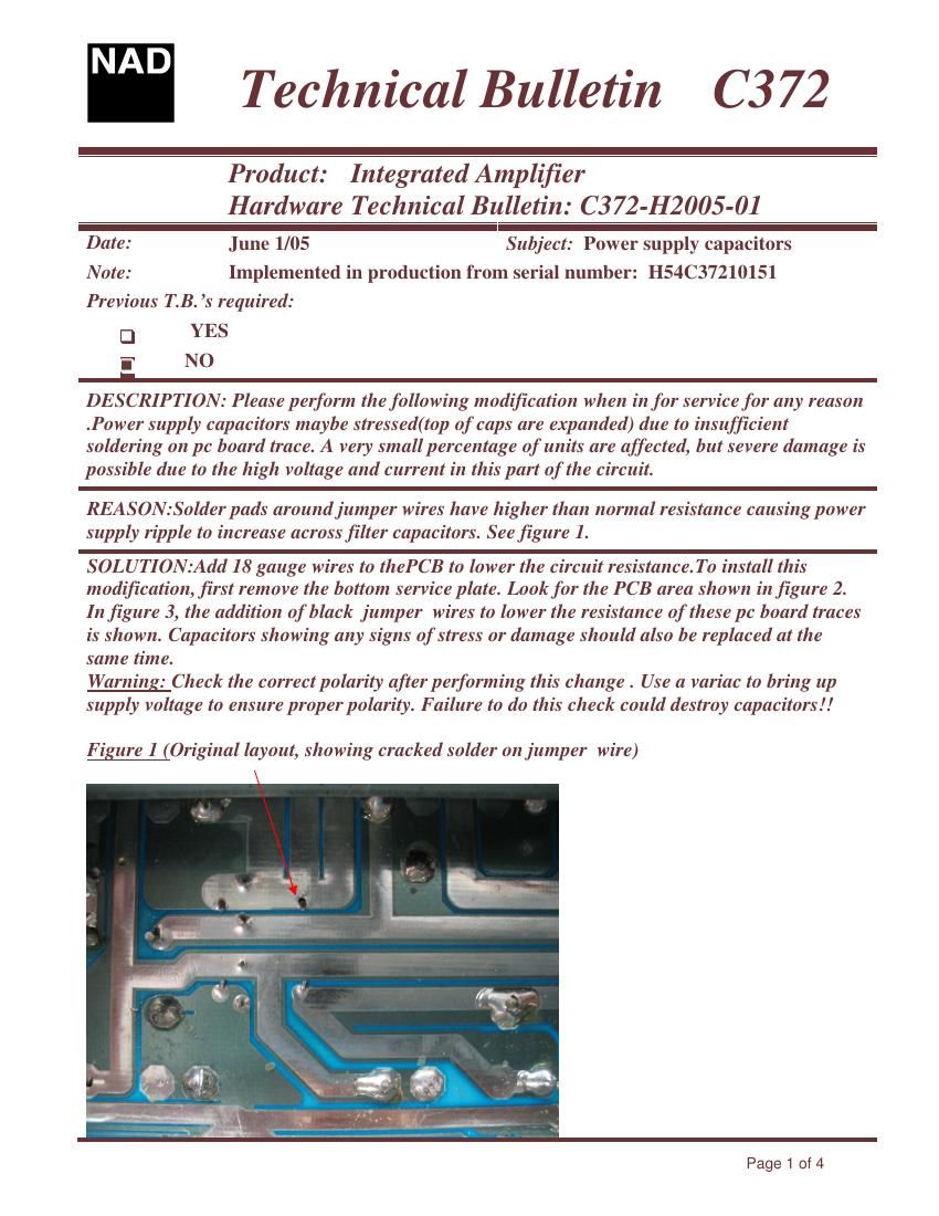 Nad C 372 Technical Bulletin