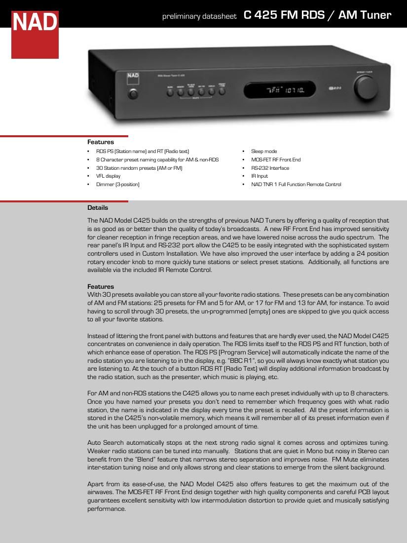 Nad C 425 Brochure