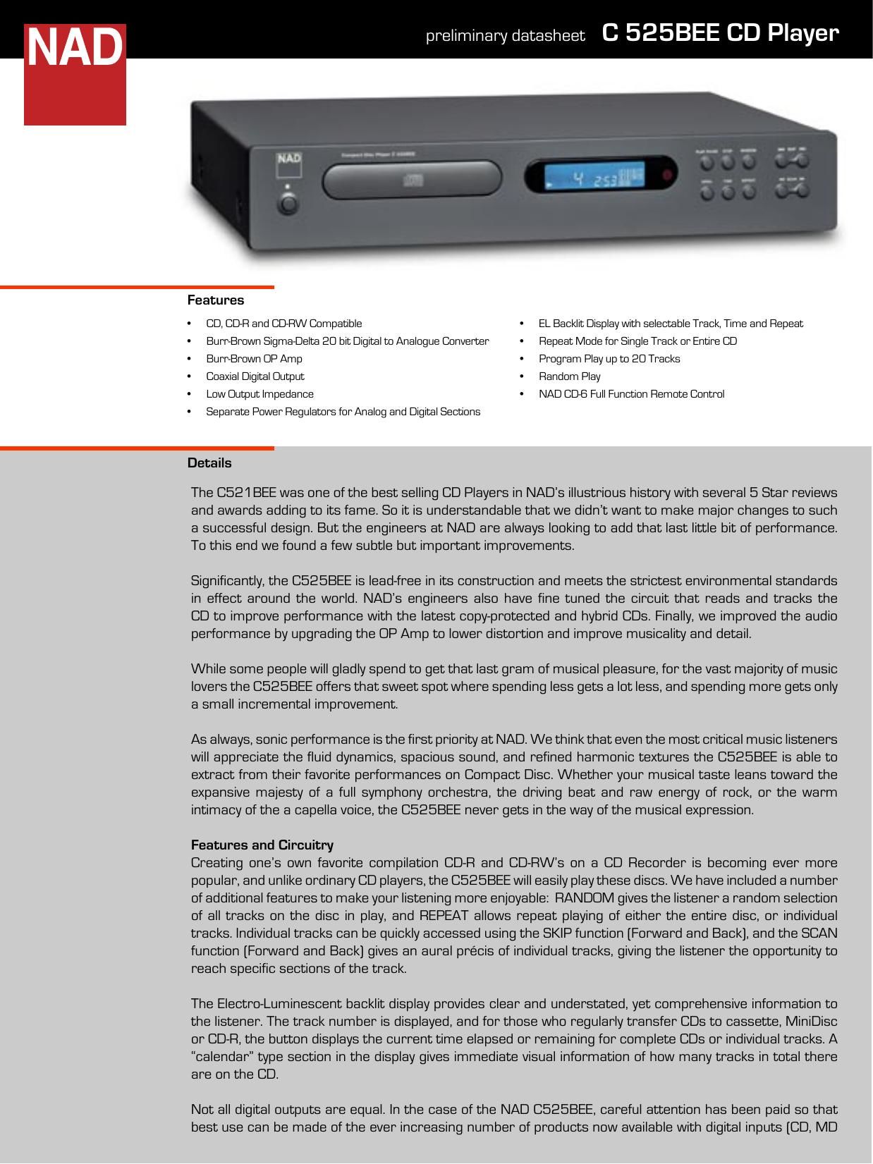 Nad C 525 BEE Brochure