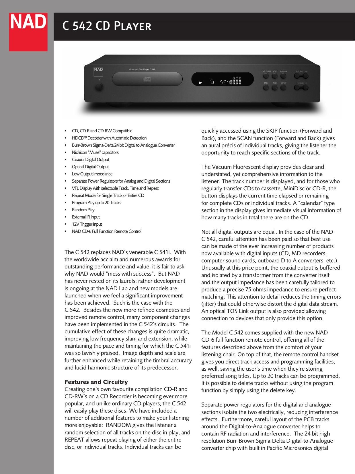 Nad C 542 Brochure